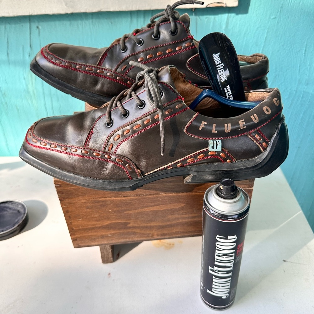 John Fluevog Black and Brown Oxfords